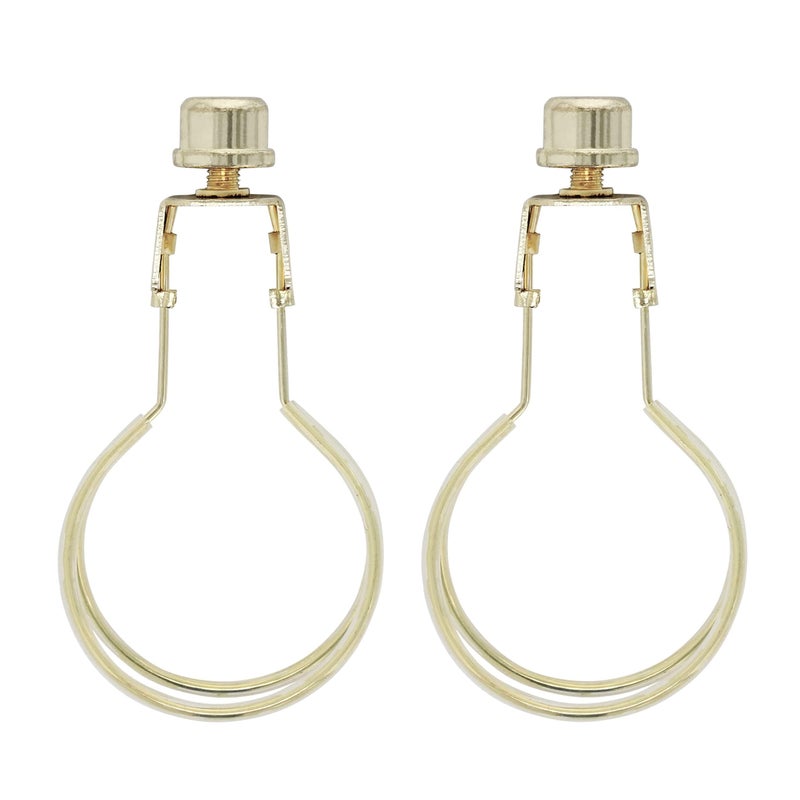 I Like That Lamp Clip On Lampshade Adapter (2 Pack), Classic Brass Gold Finish, Includes 2 Light Bulb Clip Shade Adapters, 2 Matching Finials and 4 Silicone Levellers, Fits All Standard Size Bulbs - Image 3